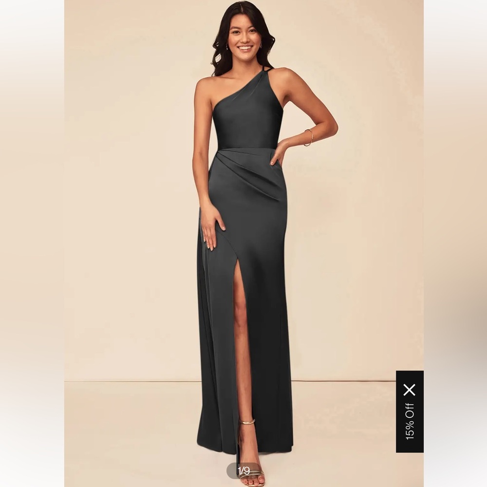 Azazie Maron Satin One Shoulder Dress